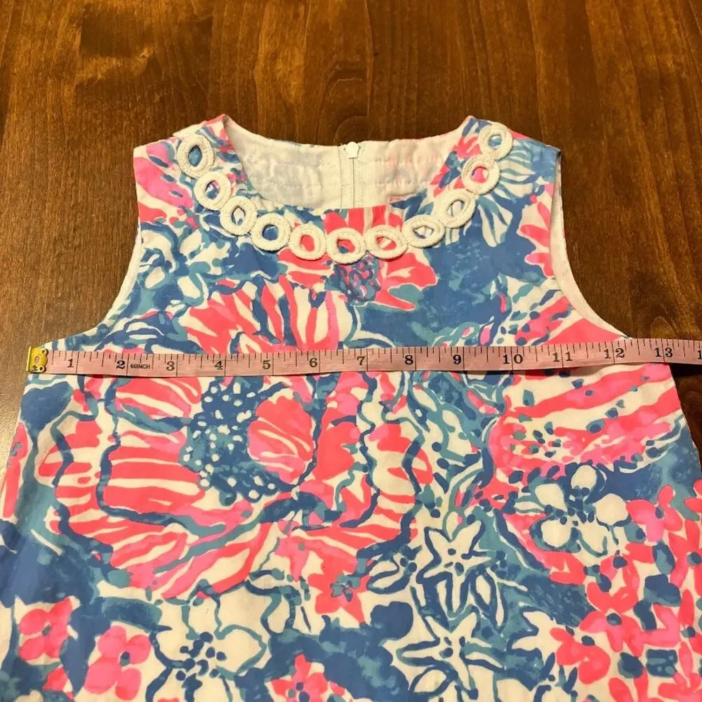 Lilly Pulitzer Girls Dress Tropical Bay Blue Pop Pop Glow Shift Dress Size 6